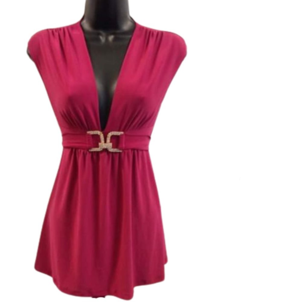 BARBIE CORE  Pink Fuchsia Form Fitting Fitted Tunic Length Top XS